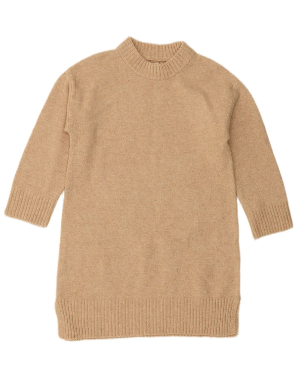 Zara Girls 3/4 Sleeve Jumper Dress 8-9 Years Beige Acrylic