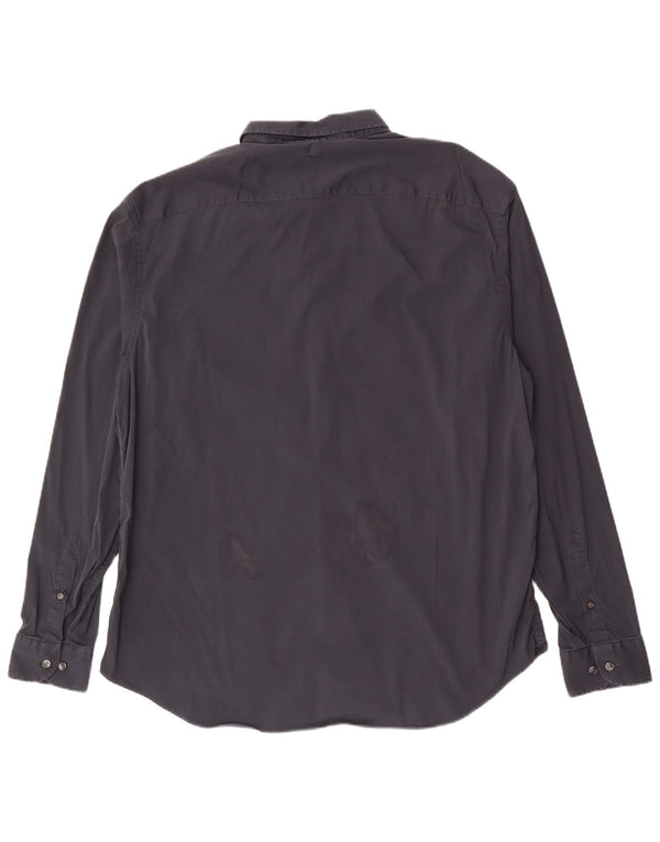 Armani Collezioni Mens Shirt 2XL Navy Blue Cotton