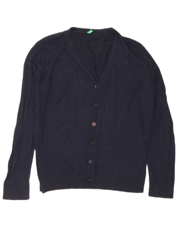 Benetton Mens Cardigan Sweater Small Navy Blue