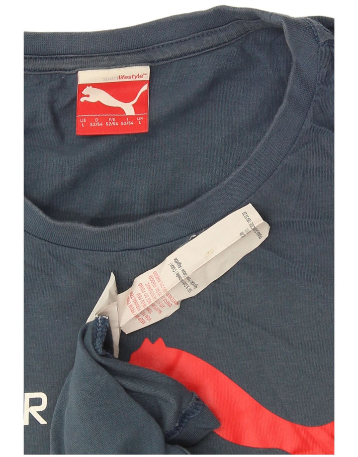 Puma Mens Graphic T-Shirt Top Large Blue Cotton