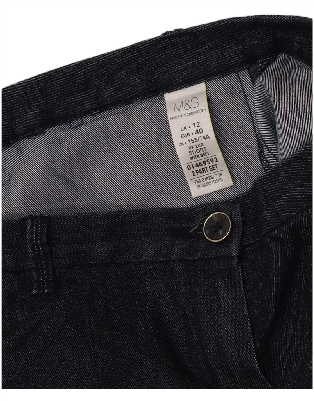 Marks & Spencer Womens Capri Trousers UK 12 Medium W30 L22 Navy Blue