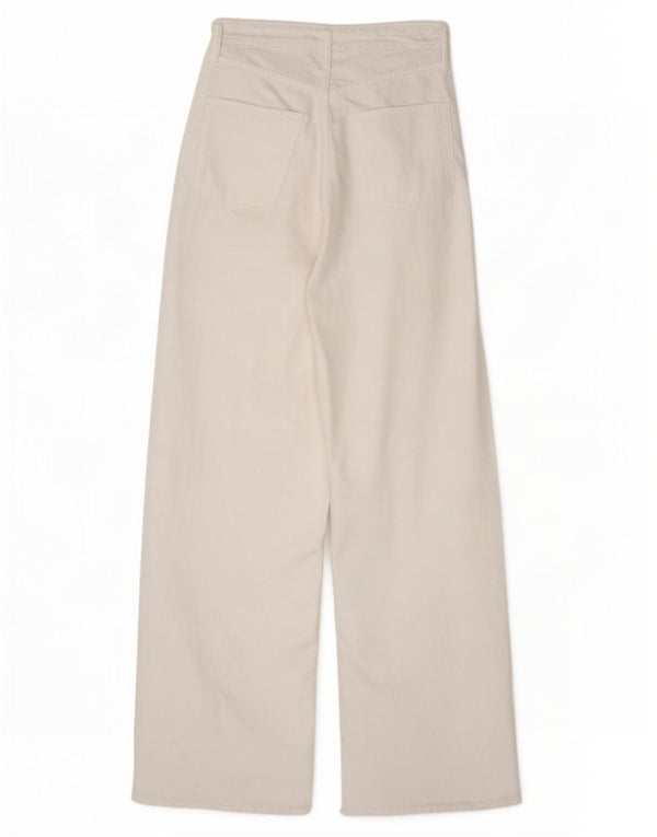 Zara Womens Wide Leg Jeans EU 34 2XS W24 L31 White Cotton