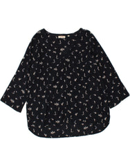 FAT FACE Womens Top 3/4 Sleeve UK 18 XL  Navy Blue Animal Print Bird