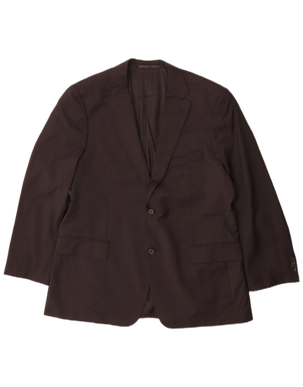 Hugo Boss Mens 2 Button Blazer Jacket EU 56 3XL Black Virgin Wool
