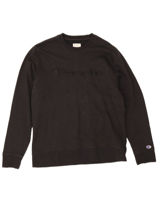 Champion Mens Graphic Sweatshirt Jumper Large Black Cotton