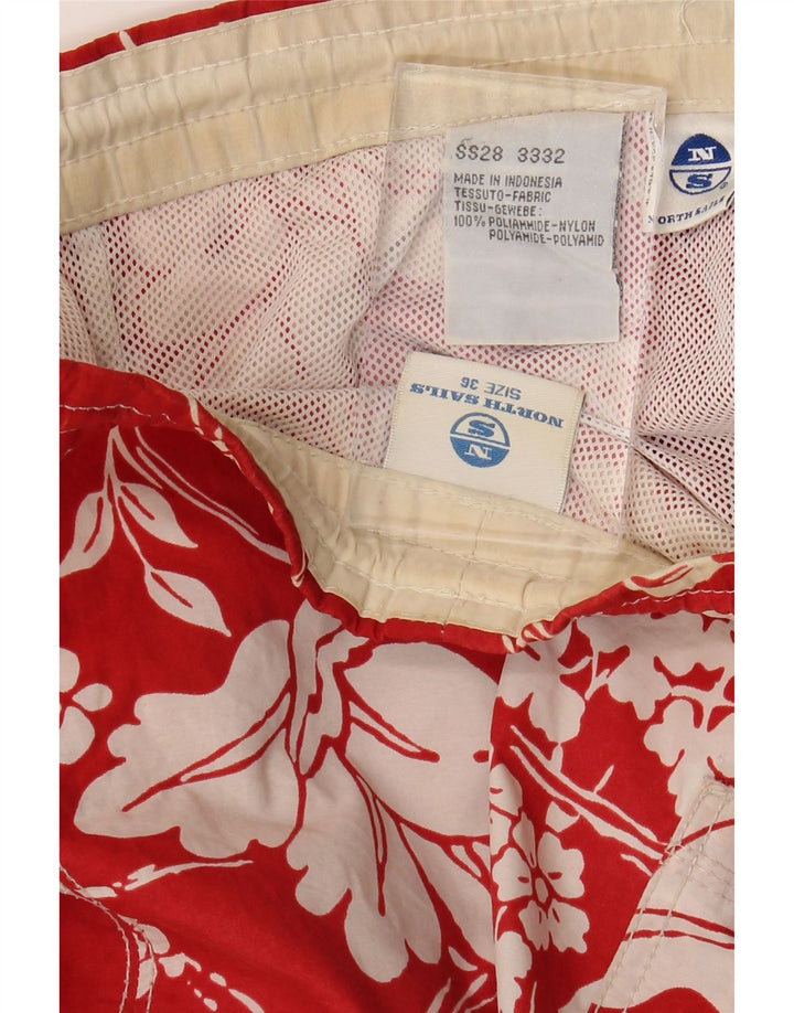 North Sails Mens Swimming Shorts Large  Red Floral Polyamide