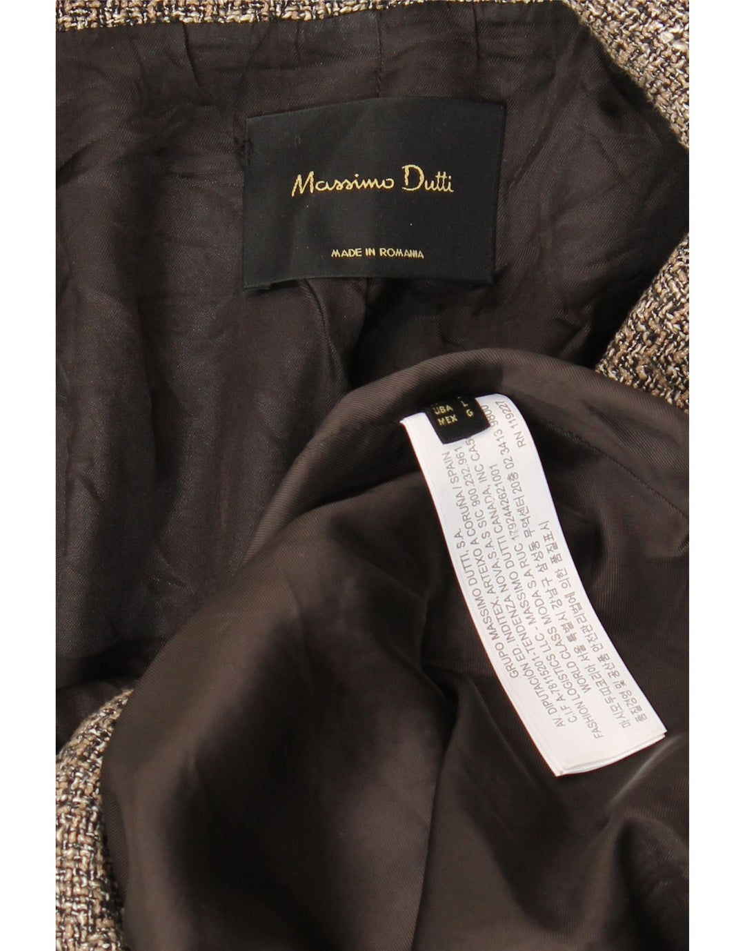 Massimo Dutti Womens Double Breasted Coat UK 16 Large Grey Herringbone