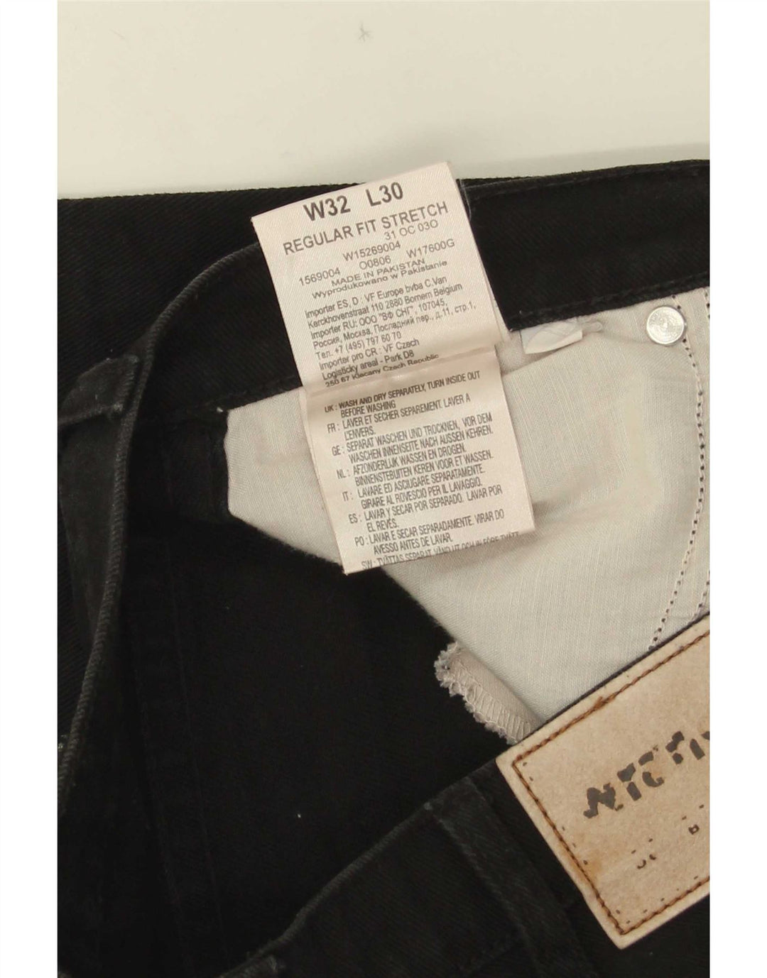 Wrangler Mens Regular Fit Straight Jeans W32 L30 Black Cotton
