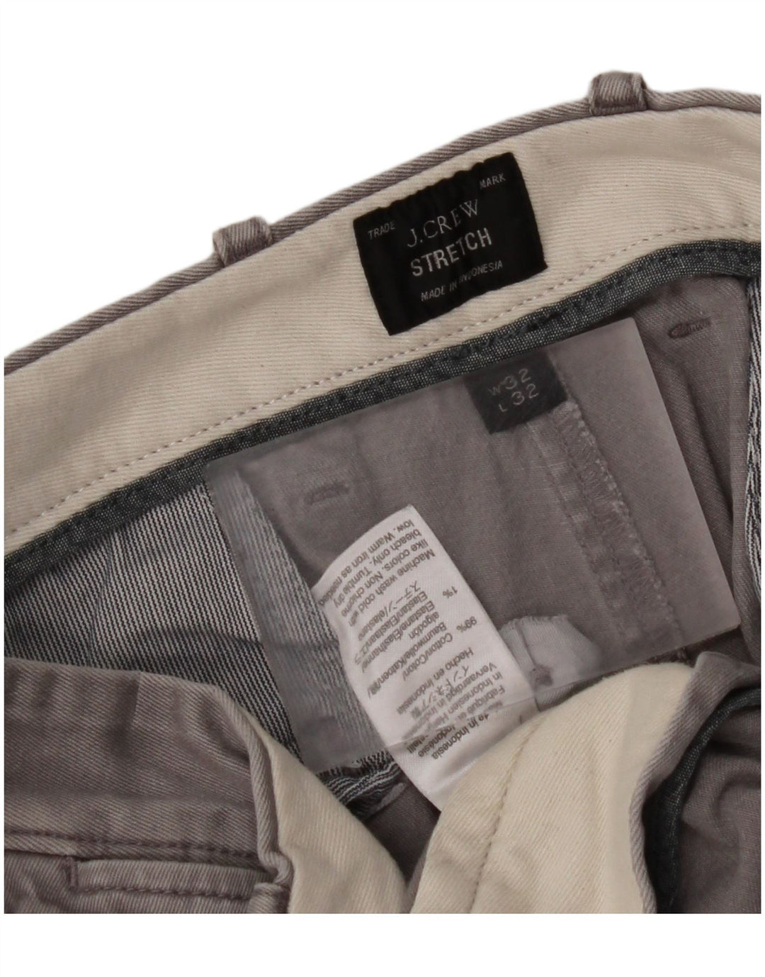 J. CREW Mens Slim Chino Trousers W32 L32 Grey Cotton