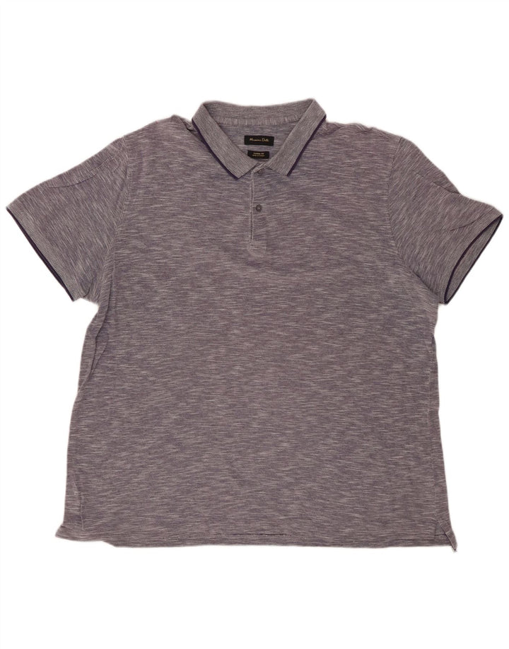 MASSIMO DUTTI Mens Casual Fit Polo Shirt 2XL Navy Blue Flecked