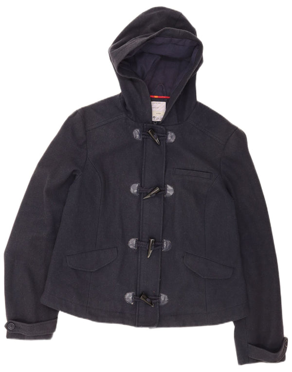 Fat Face Womens Hooded Duffle Jacket UK 16 Large Navy Blue Wool