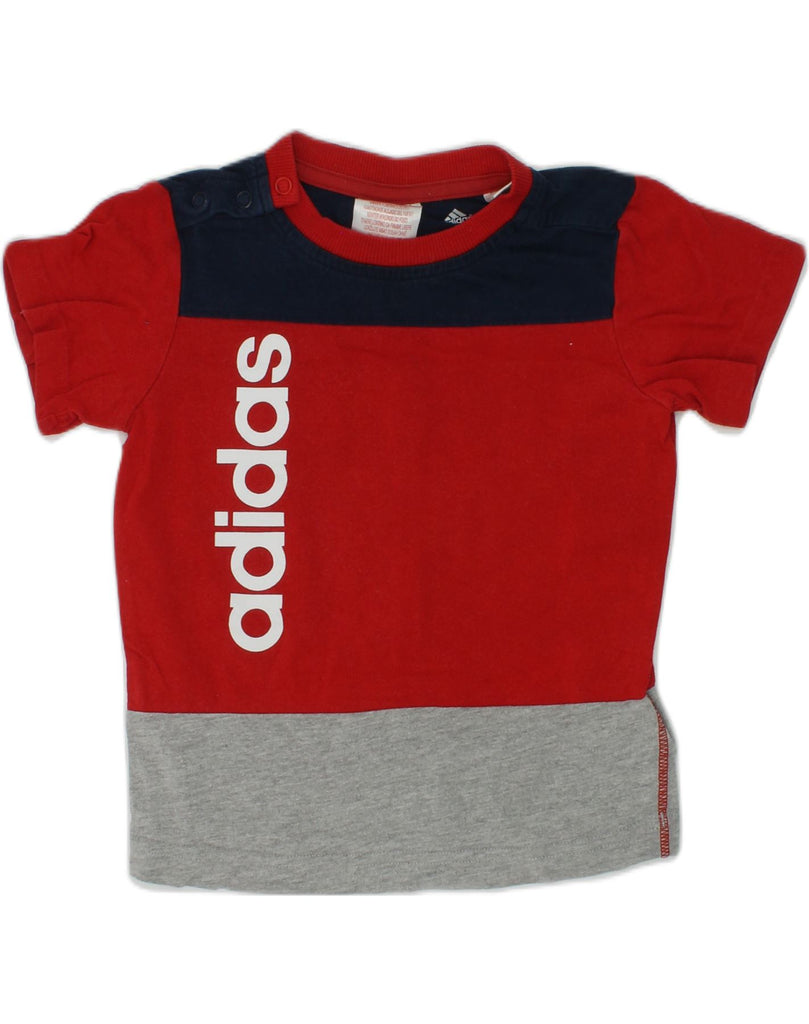 ADIDAS Baby Boys Graphic T-Shirt Top 12-18 Months Red Colourblock Cotton | Vintage Adidas | Thrift | Second-Hand Adidas | Used Clothing | Messina Hembry 