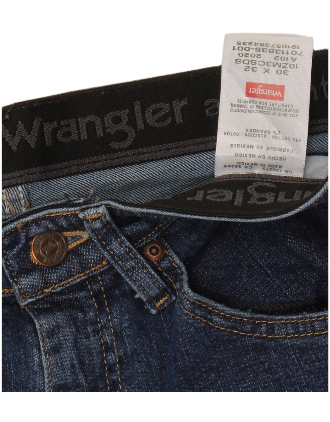 WRANGLER Mens Straight Jeans W30 L32 Blue Cotton