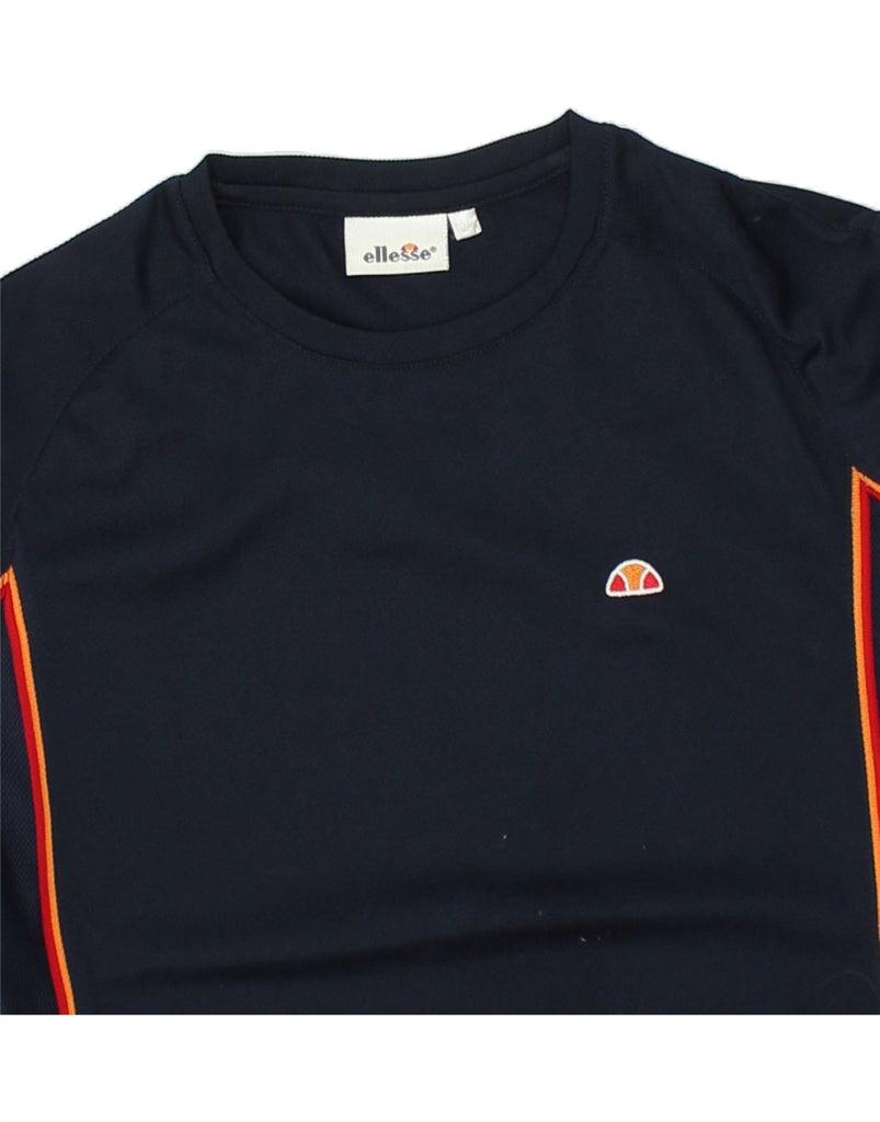 ELLESSE Boys T-Shirt Top 9-10 Years Navy Blue Polyester | Vintage Ellesse | Thrift | Second-Hand Ellesse | Used Clothing | Messina Hembry 