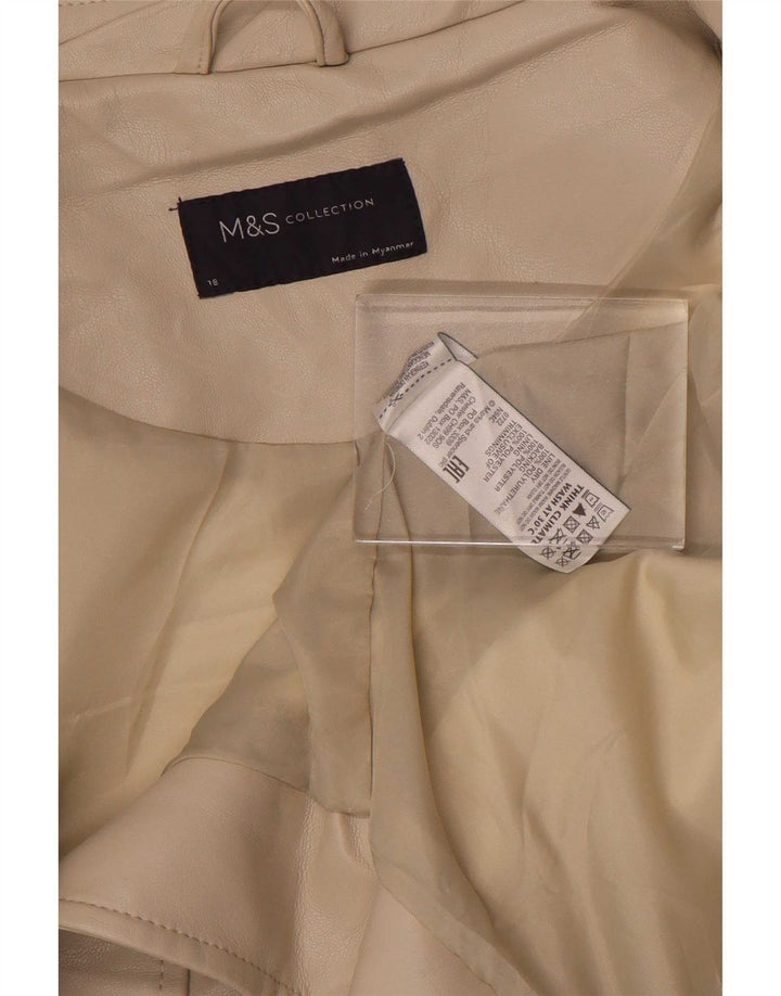 Marks & Spencer Womens Faux Leather Biker Jacket UK 18 XL Beige