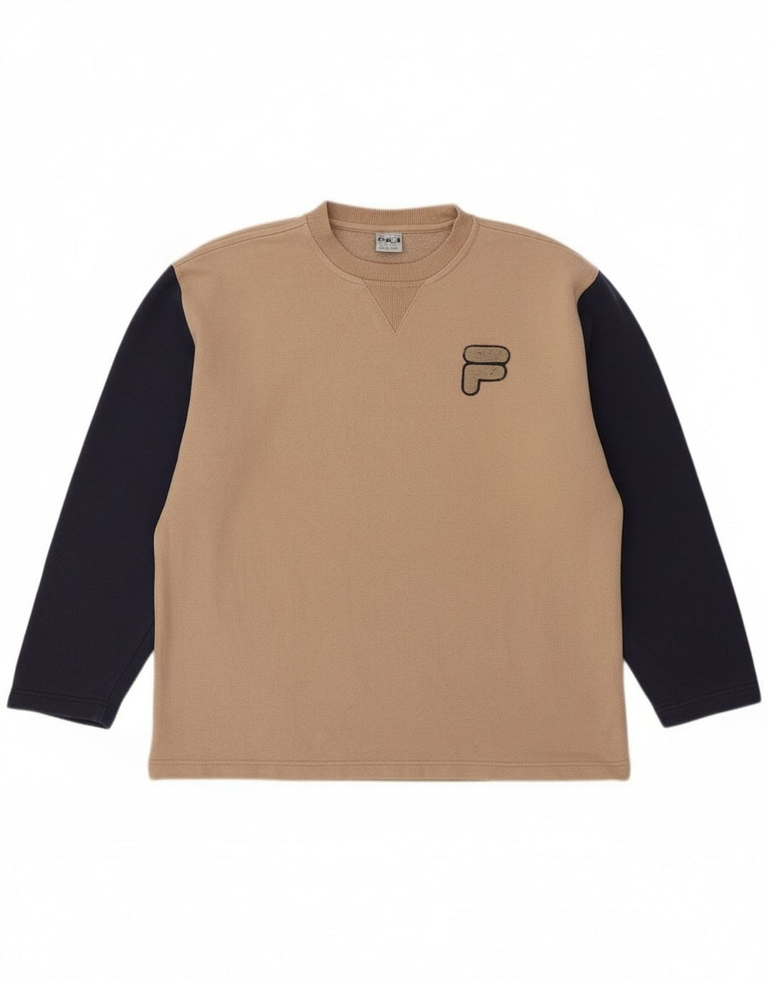 Fila Boys Graphic Sweatshirt Jumper 13-14 Years Large Beige Colourblock