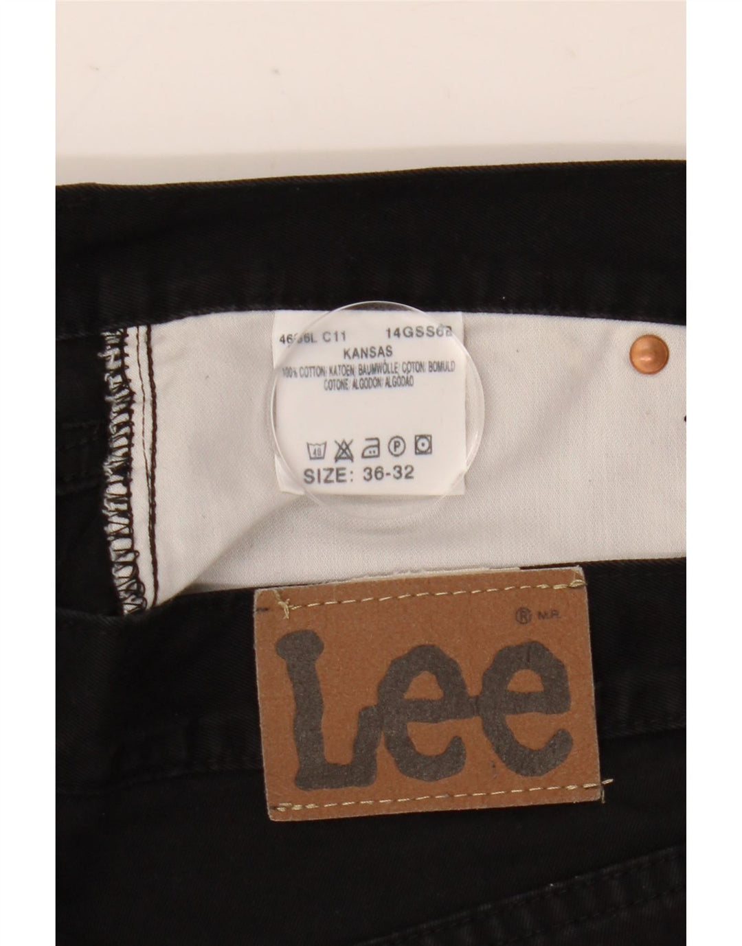 Lee Mens Kansas Straight Jeans W36 L32 Black Cotton