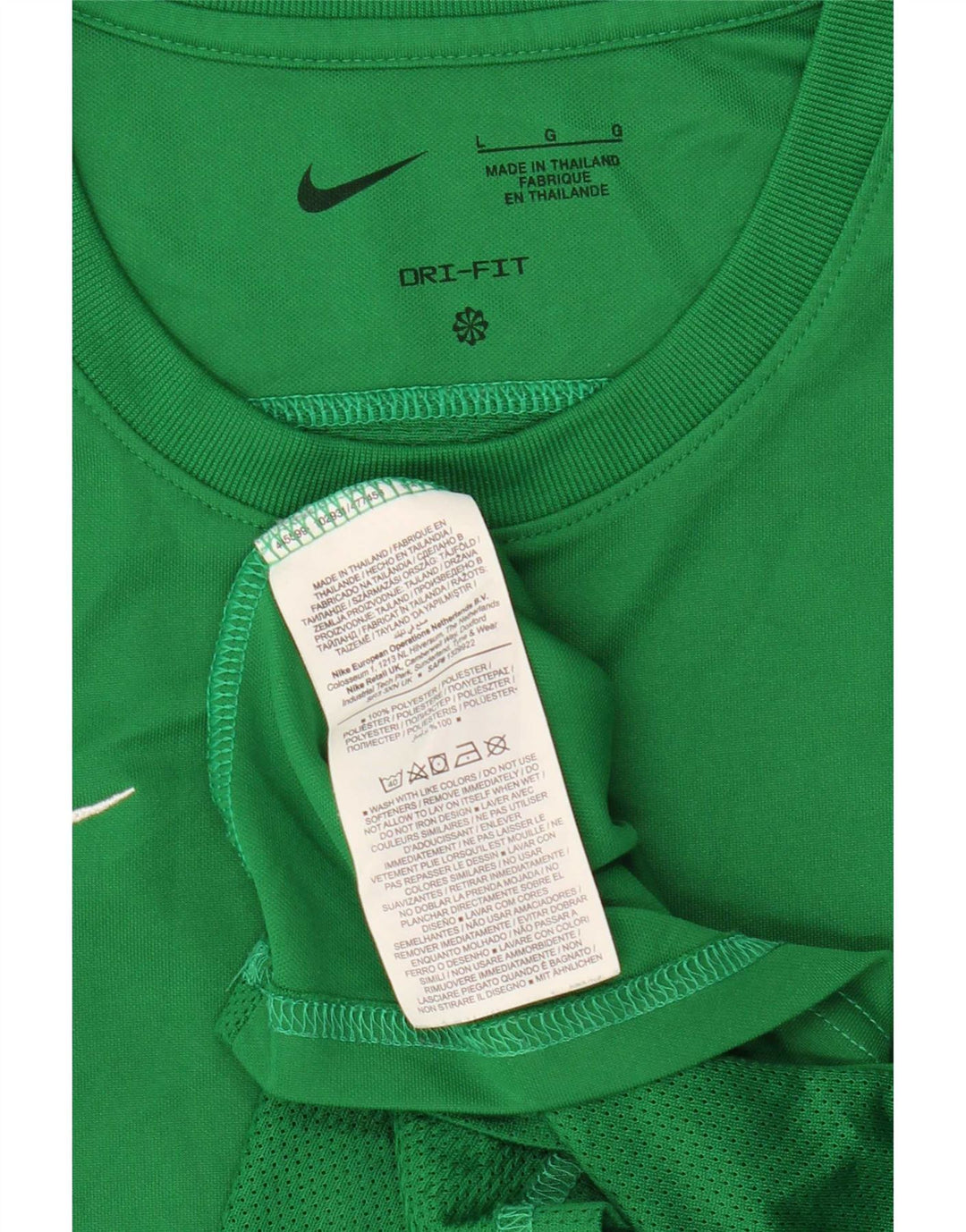 Nike Womens Dri Fit T-Shirt Top UK 14 Large Green Polyester