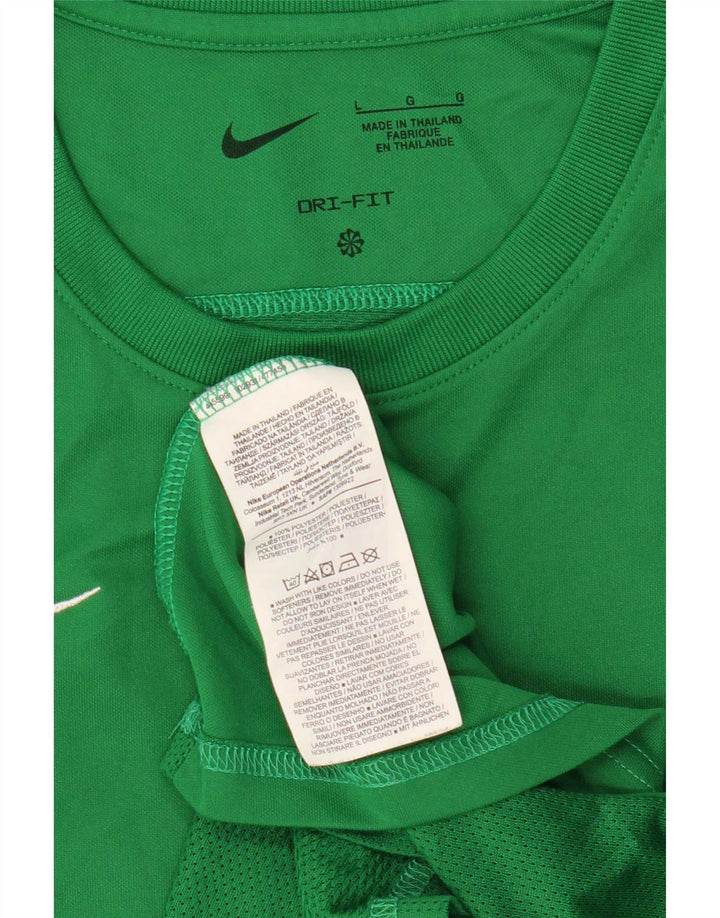 Nike Womens Dri Fit T-Shirt Top UK 14 Large Green Polyester