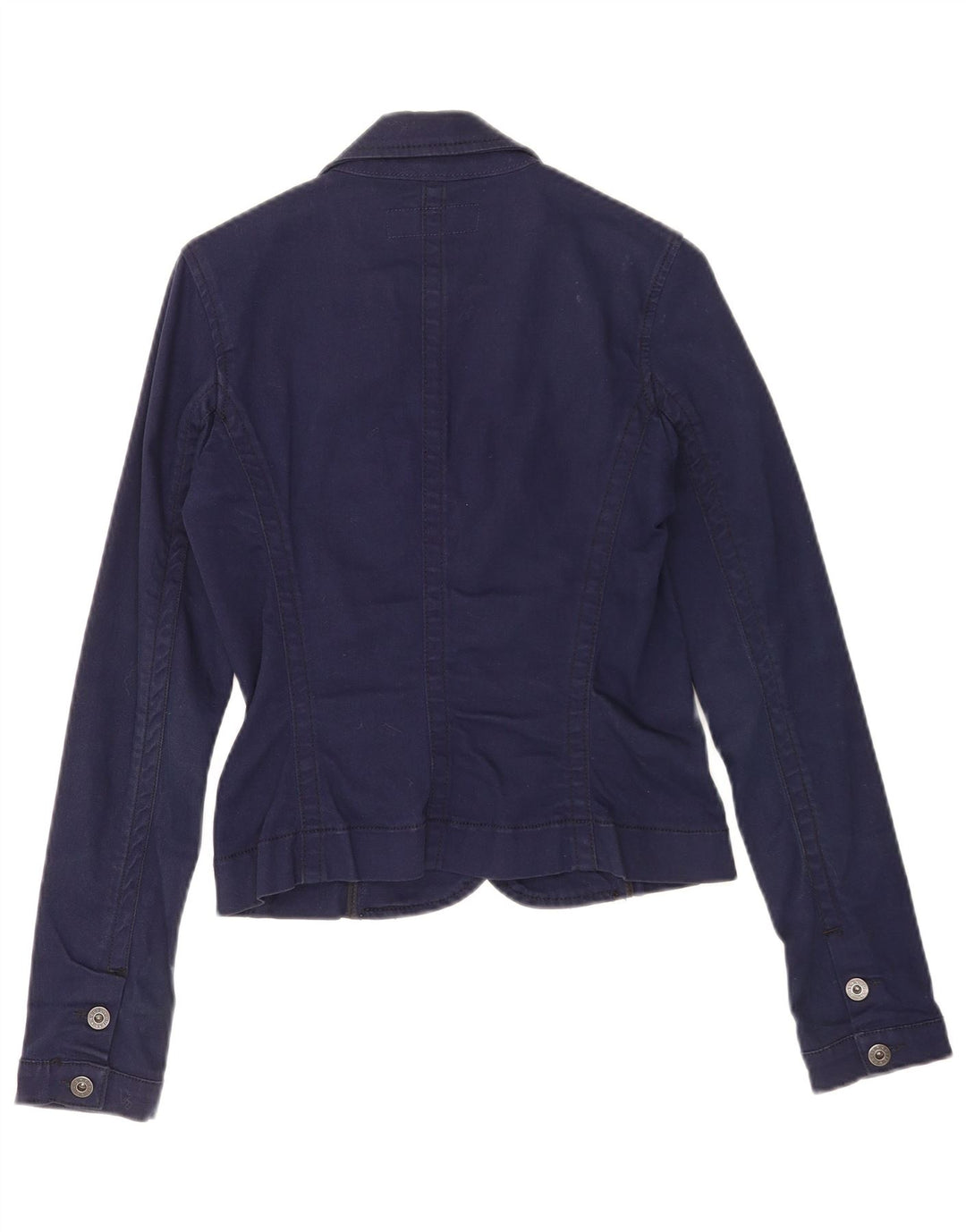 Guess Womens 3 Button Blazer Jacket UK 10 Small Navy Blue Cotton