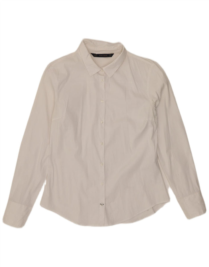 Zara Womens Shirt UK 14 Large White Cotton