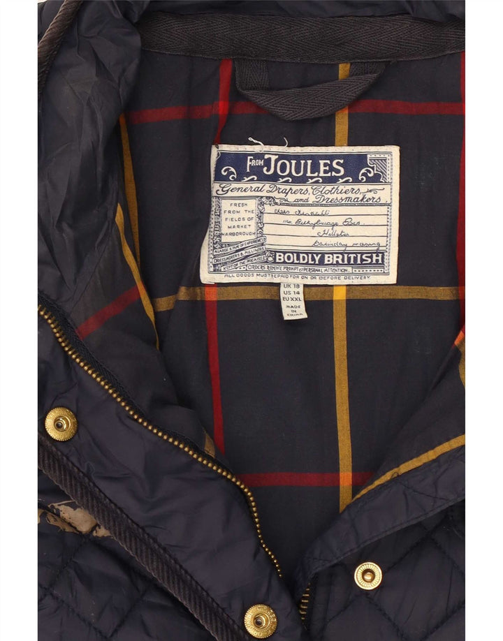 Joules Womens Quilted Jacket UK 18 XL Navy Blue Polyester