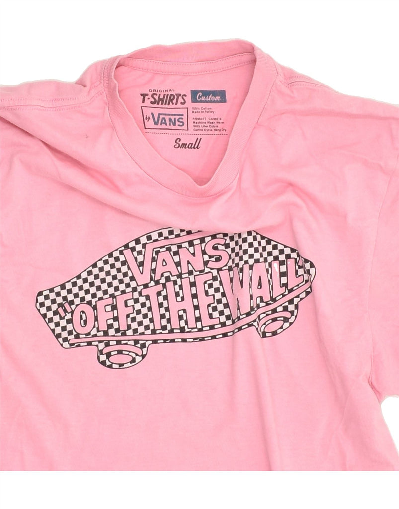 VANS Womens Custom Fit Graphic T-Shirt Top UK 10 Small Pink Cotton | Vintage Vans | Thrift | Second-Hand Vans | Used Clothing | Messina Hembry 