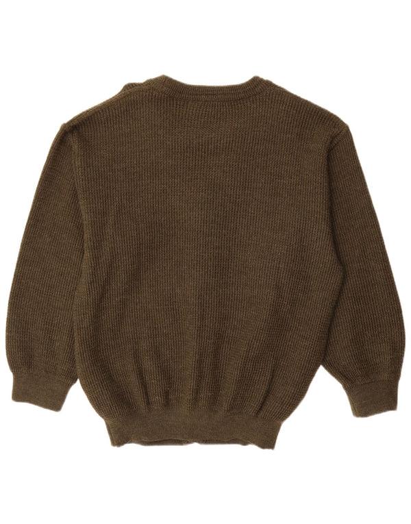 Vintage Mens Cardigan Sweater IT 50 Medium Khaki New Wool