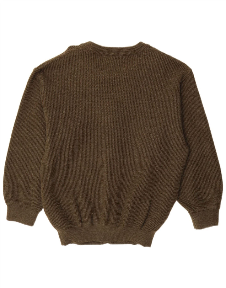 Vintage Mens Cardigan Sweater IT 50 Medium Khaki New Wool