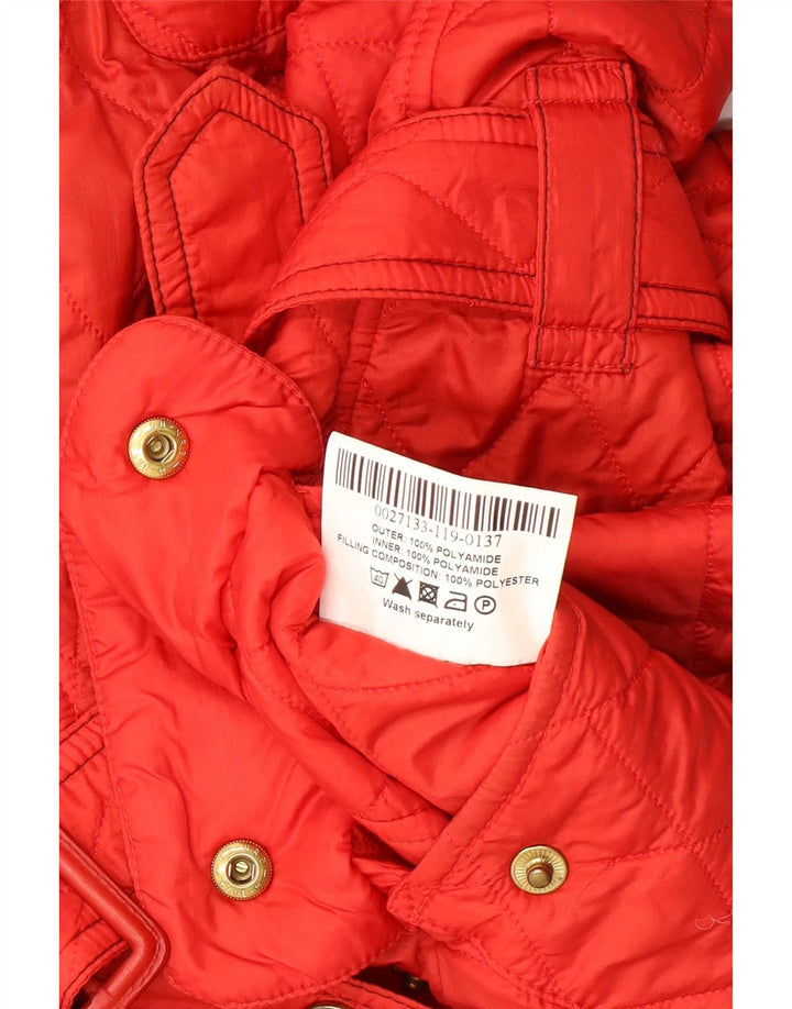 Barbour Womens Quilted Jacket UK 12 Medium Red Polyamide