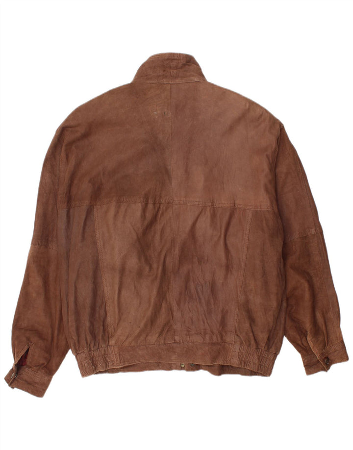 Morena Mens Suede Bomber Jacket IT 52 XL Brown Leather