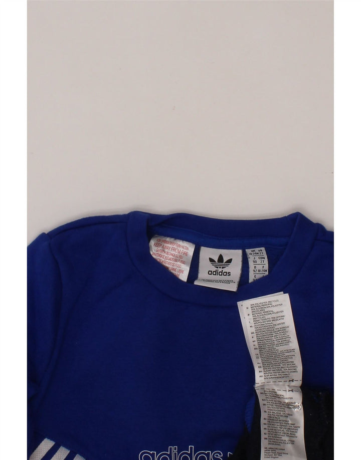 ADIDAS Baby Boys Graphic Sweatshirt Jumper 18-24 Months Blue Colourblock