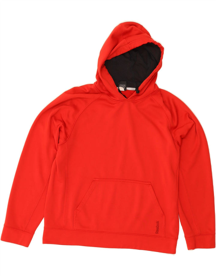 REEBOK Mens Hoodie Jumper Medium Red Polyester Vintage Reebok and Second-Hand Reebok from Messina Hembry 