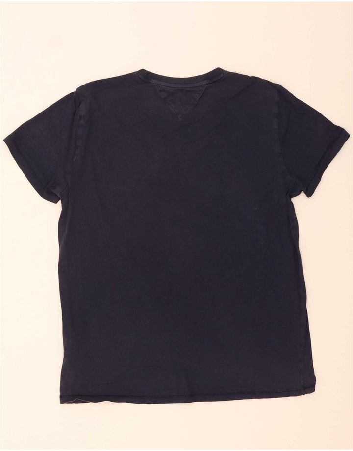 TOMMY HILFIGER Mens T-Shirt Top Large Navy Blue Cotton