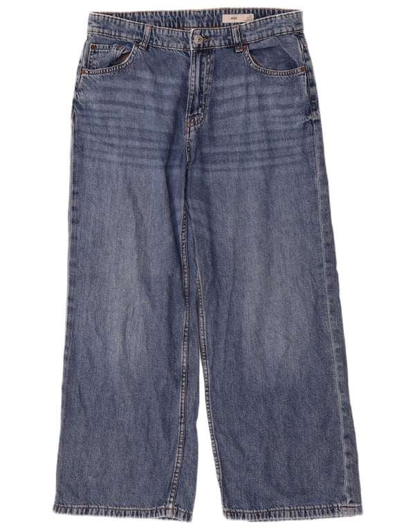Marks & Spencer Womens High Waist Wide Leg Jeans UK 12 Medium W32 L26 Blue