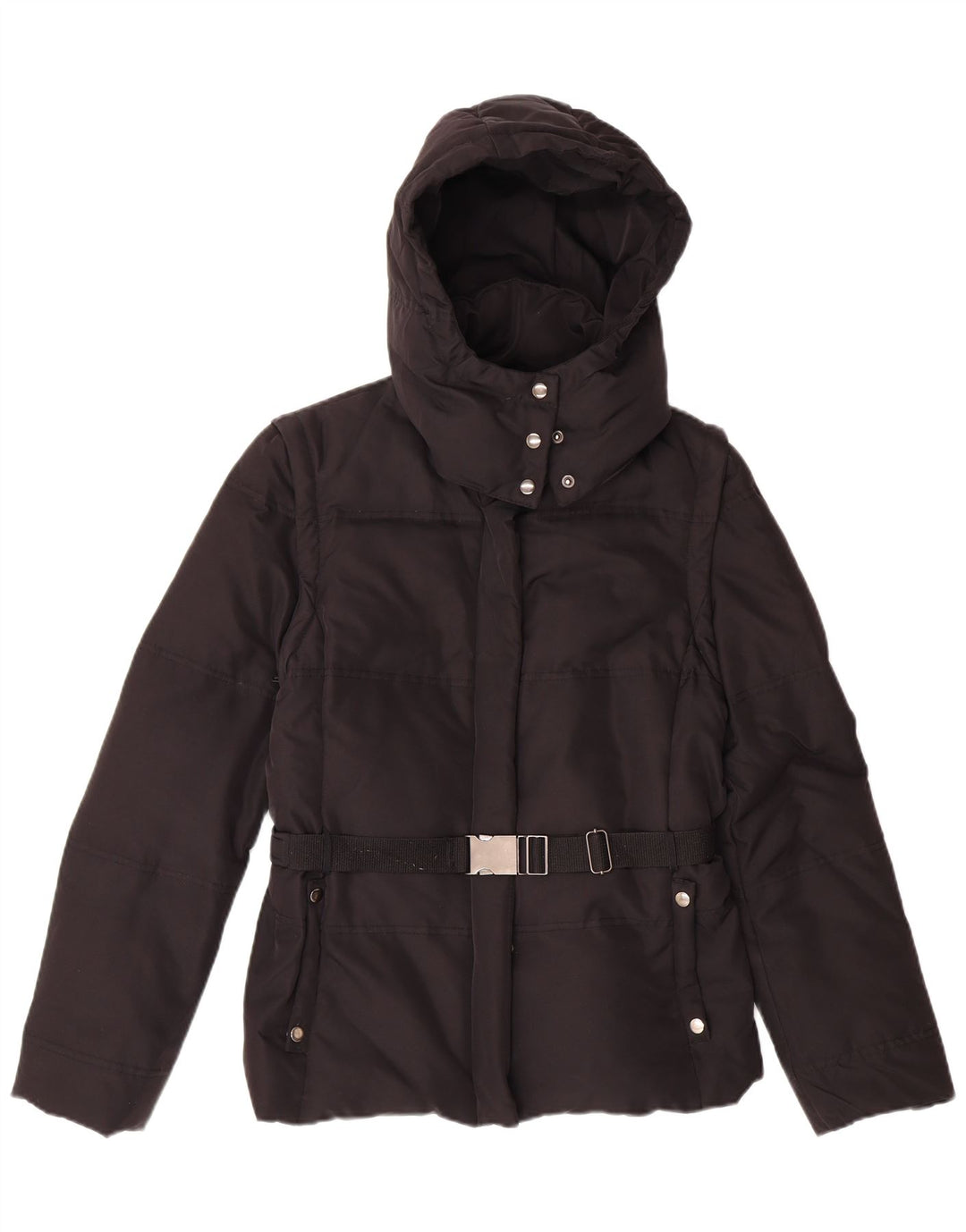 MASSIMO DUTTI Womens Hooded Padded Jacket UK 10 Small Black Polyester