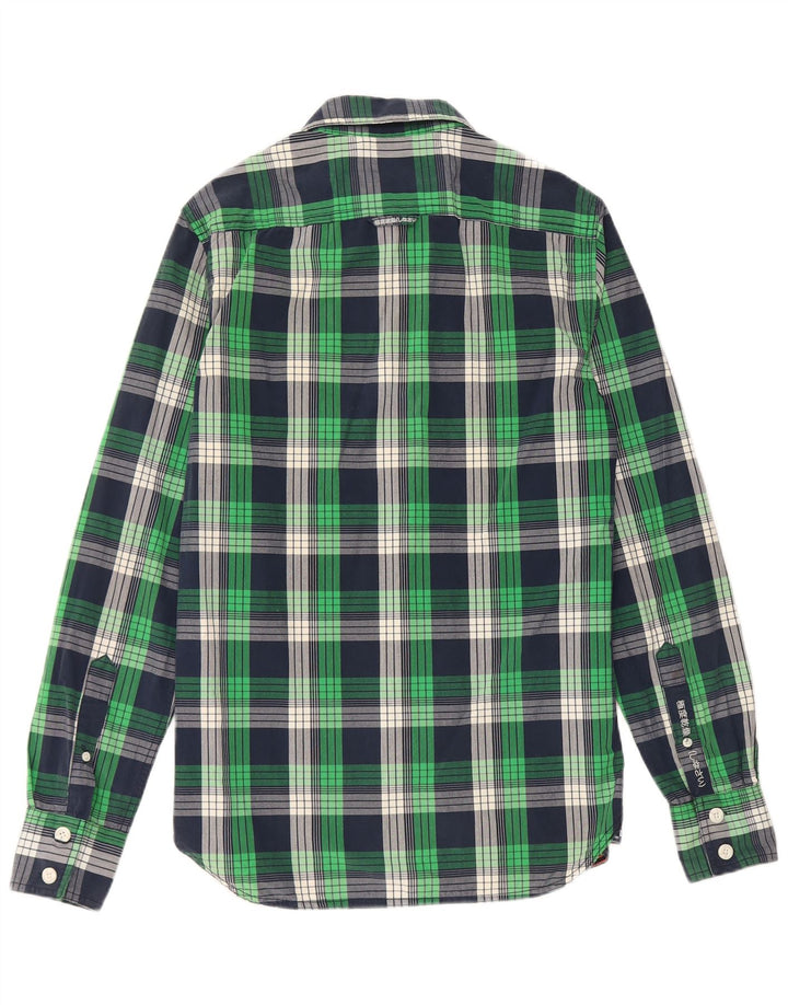 Superdry Mens Shirt Medium Green Check Cotton
