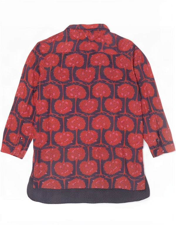 White Stuff Womens Graphic 3/4 Sleeve Shirt Blouse UK 8 Small Red Linen