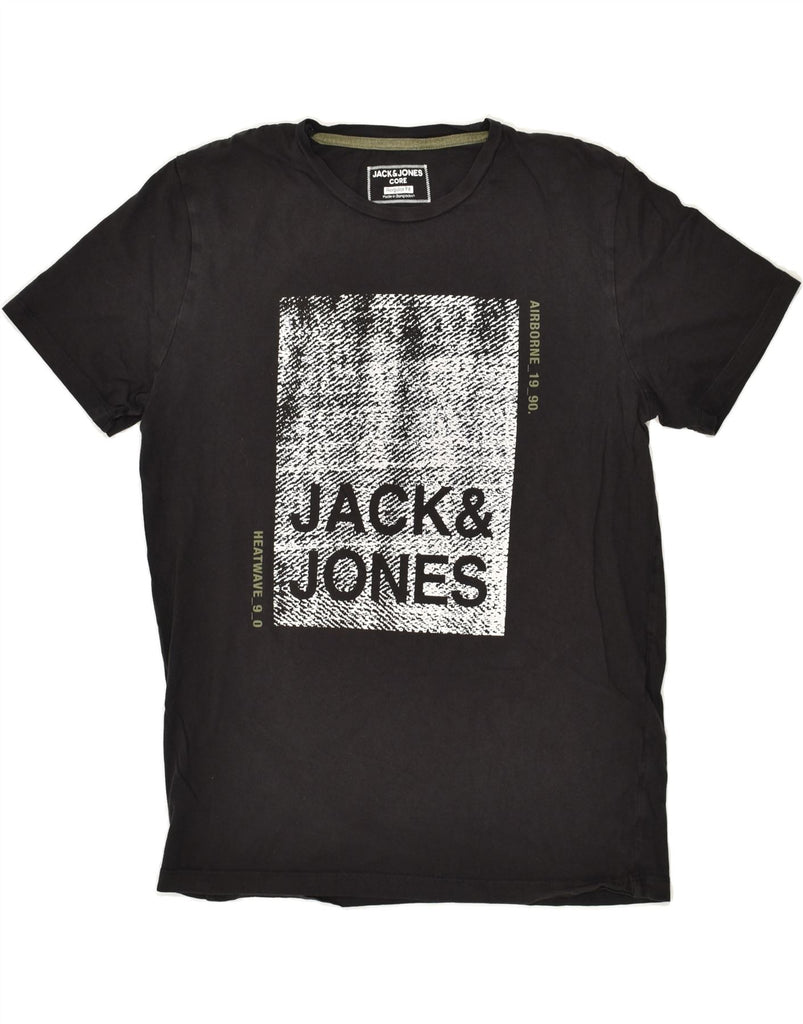 JACK & JONES Mens Regular Fit Graphic T-Shirt Top Medium Black Cotton | Vintage Jack & Jones | Thrift | Second-Hand Jack & Jones | Used Clothing | Messina Hembry 