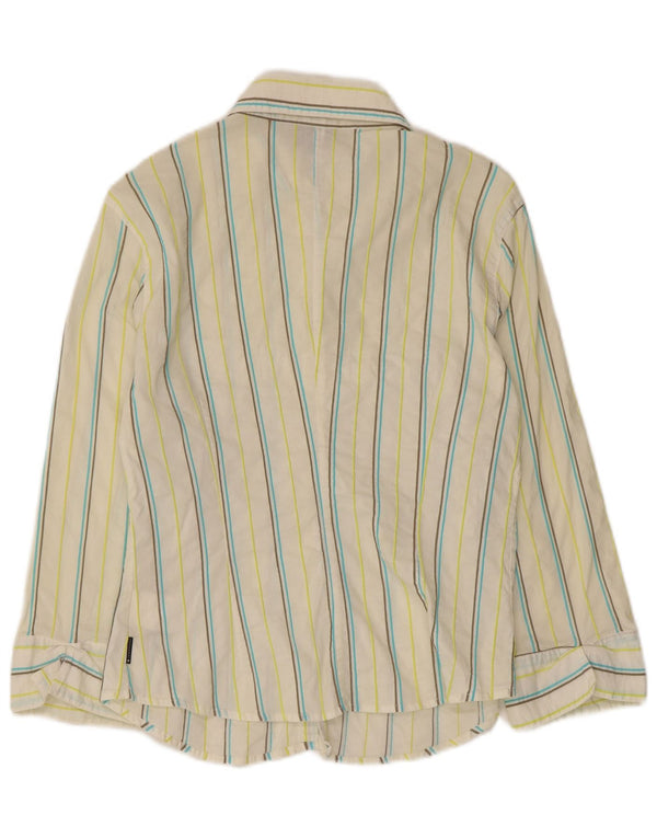 Trussardi Jeans Womens Shirt UK 16 Large White Striped Cotton