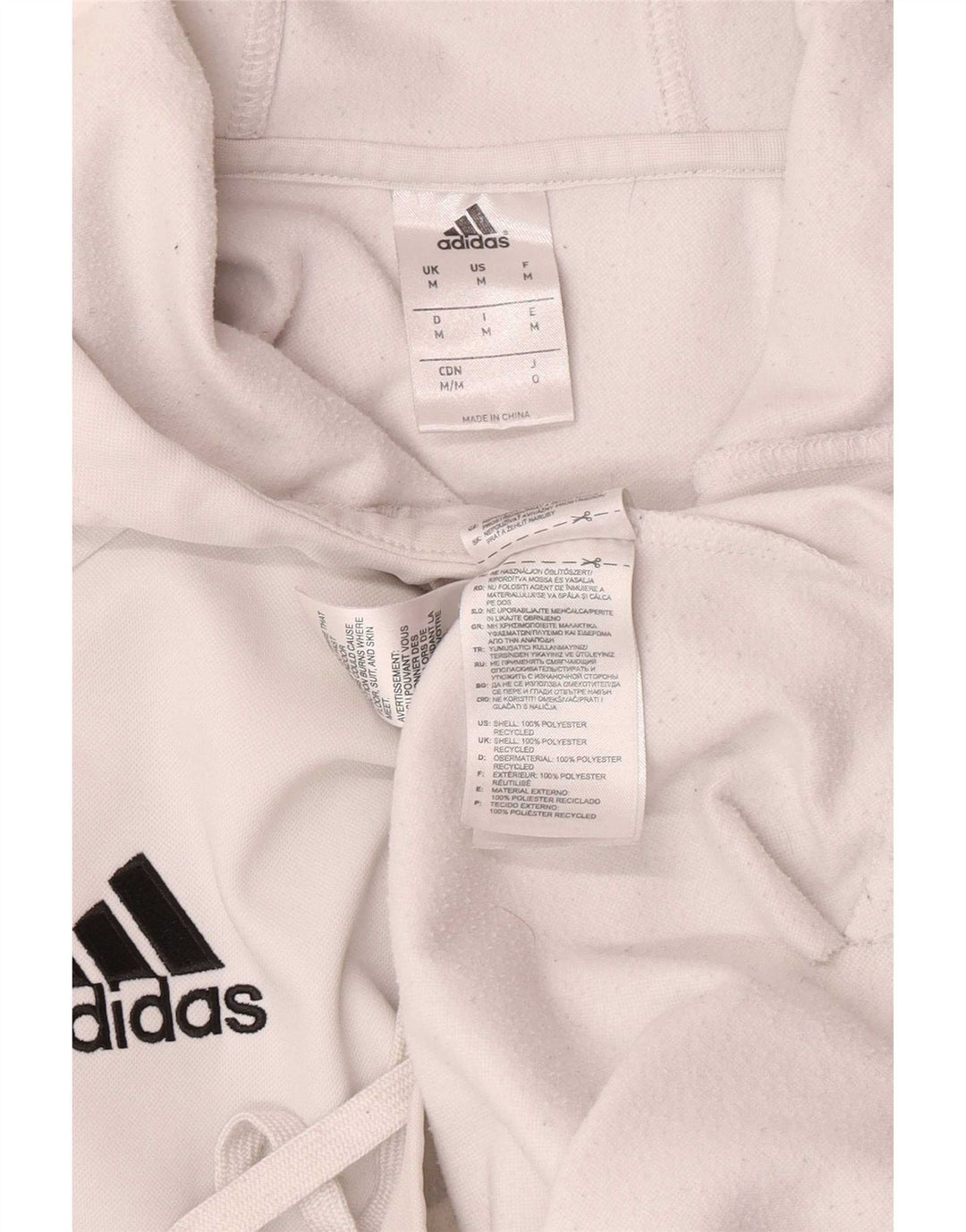 Adidas Mens Hoodie Jumper Medium White Polyester