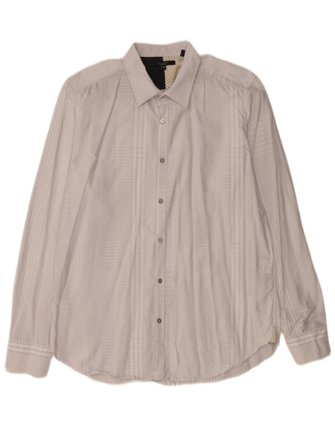 Ted Baker Mens Shirt Size 16.5 Large Grey Gingham Cotton