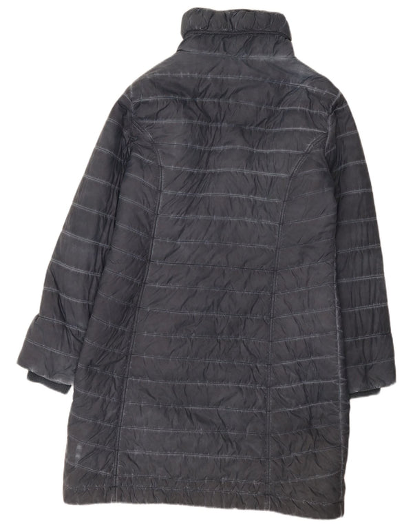 Yest Fashion Womens Padded Coat UK 12 Medium Navy Blue Striped Nylon