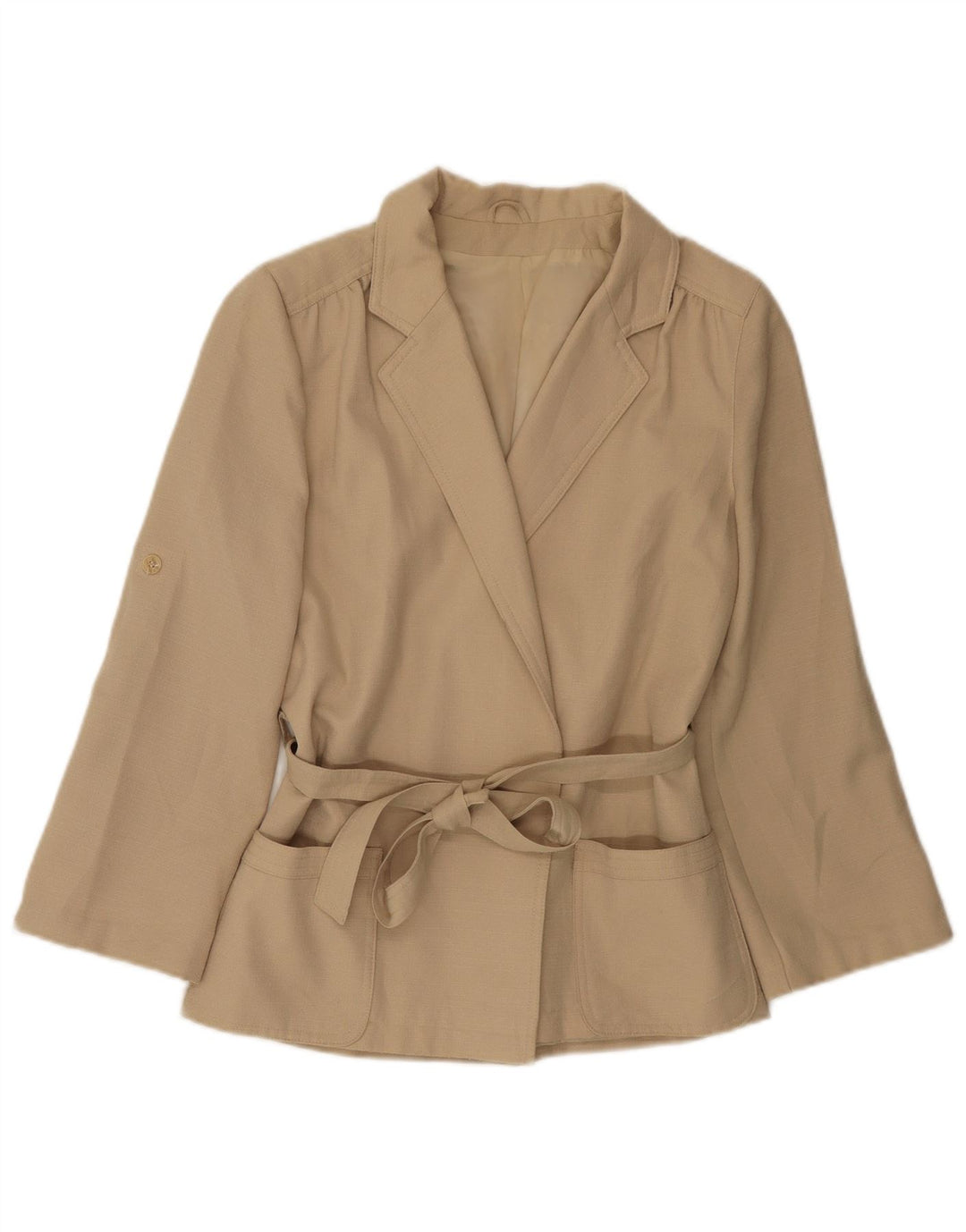 Vintage Womens Blazer Jacket UK 14 Medium Beige Polyester