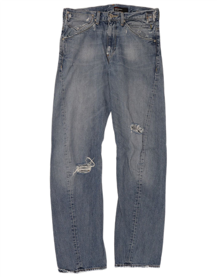 Levi's Mens Distressed Straight Jeans W30 L34 Blue Cotton