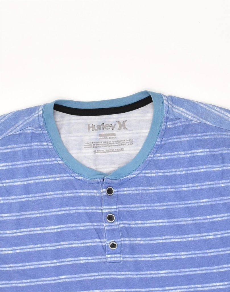 HURLEY Mens T-Shirt Top Medium Blue Striped Cotton | Vintage Hurley | Thrift | Second-Hand Hurley | Used Clothing | Messina Hembry 