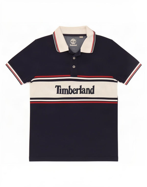 Timberland Boys Graphic Polo Shirt 11-12 Years XS Navy Blue Colourblock