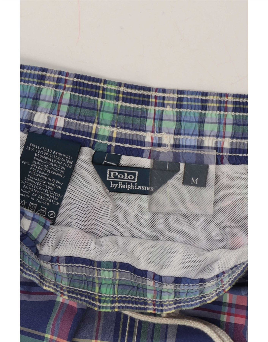 Polo Ralph Lauren Mens Swimming Shorts Medium Blue Check Cotton