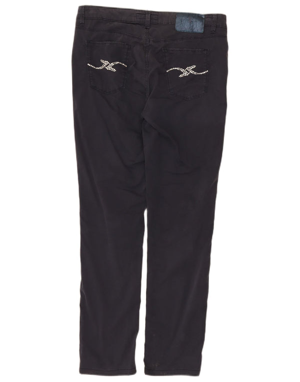 Trussardi Womens Slim Casual Trousers W30 L28 Navy Blue Cotton