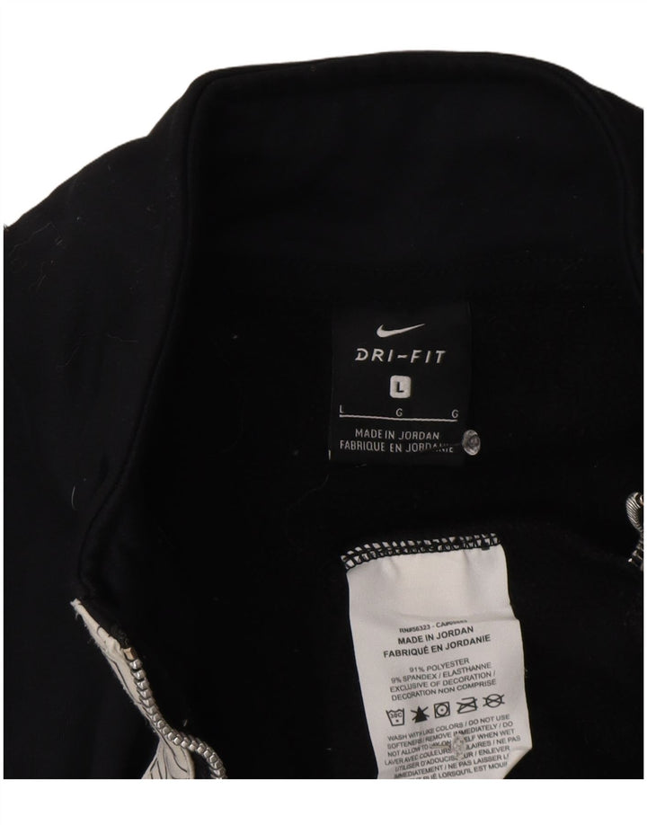 Nike Mens Dri Fit Graphic Zip Neck Sweatshirt Jumper Large Black Polyester